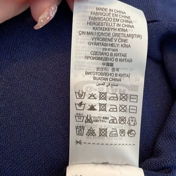 𝅺G-STAR navy blue light weight sweater bow detail logo long sleeve top sz Xs - Picture 5 of 10